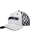 NASCAR Checkered Mesh Hat in White and Black - Angled Left Side View