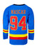 NASCAR Hockey Jersey in Blue, Red and Yellow - Back View