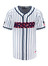 2026 NASCAR Baseball Jersey In White, Blue & Red - Front View