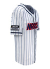 2026 NASCAR Baseball Jersey In White, Blue & Red - Right Side View
