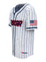 2026 NASCAR Baseball Jersey In White, Blue & Red - Left Side View