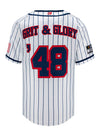 2026 NASCAR Baseball Jersey In White, Blue & Red - Back View