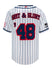 2026 NASCAR Baseball Jersey In White, Blue & Red - Back View