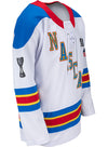 2026 NASCAR Hockey Jersey in White - Front Right View