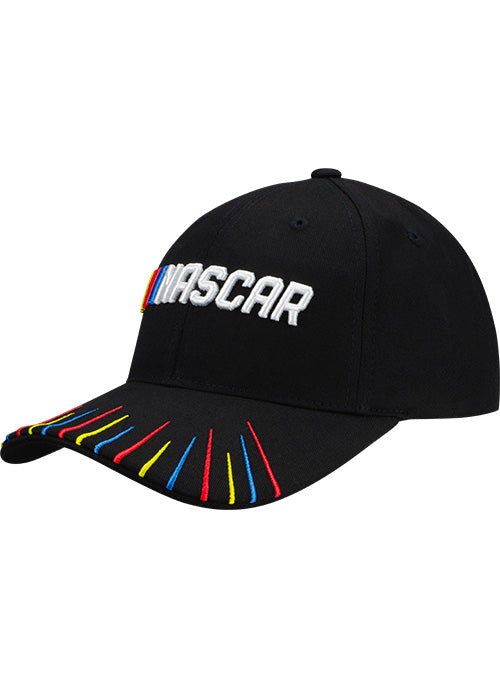 Youth NASCAR Striped Hat in Black - Angled Left Side View