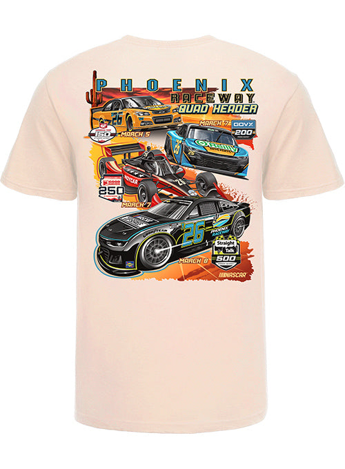 Phoenix Raceway 2026 Quadruple Header T-shirt in White - Back view