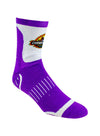 Championship Weekend Logo Crew Socks in Purple - Angled Right Side View