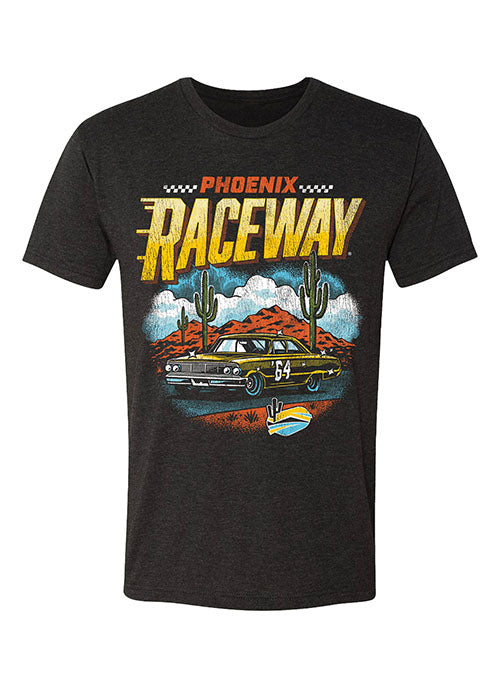 Phoenix Raceway Black Retro Car T-Shirt - Front View