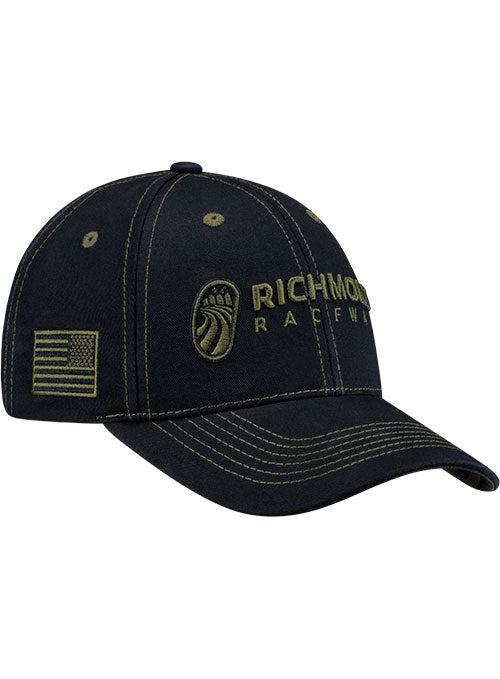 Richmond Raceway Military Americana  Hat in black - front right view