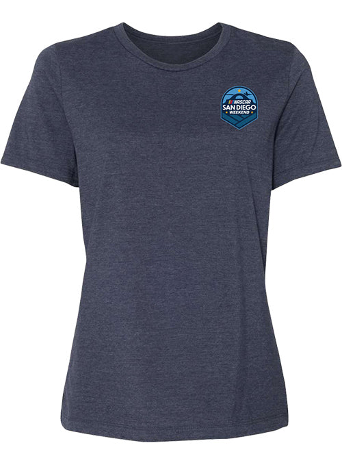 Ladies Track Arch Wave San Diego Weekend Tee in Blue - Front View