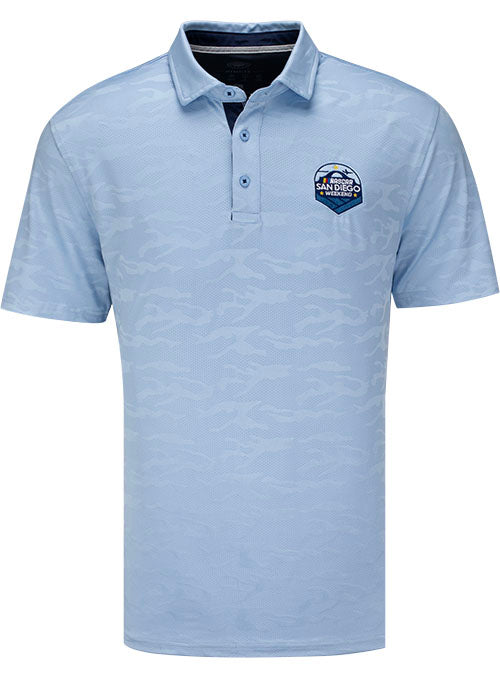 San Diego Weekend Flag & Anthem Arcadia Camo Polo in Blue - Front View