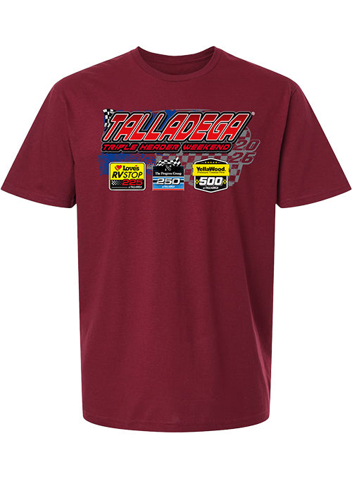 2026 Talladega Superspeedway Triple Header Weekend T-Shirt in Red - Front View