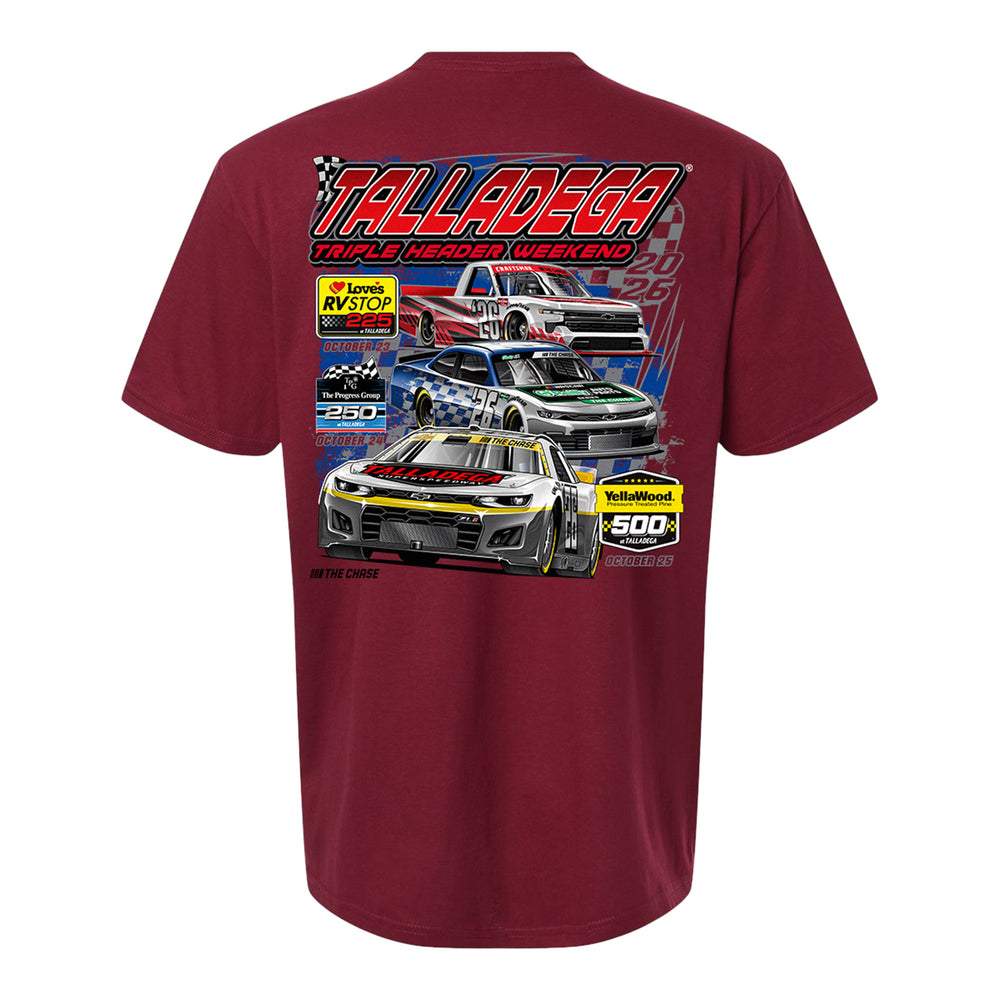 2026 Talladega Superspeedway Triple Header Weekend T-Shirt in Red - Back View
