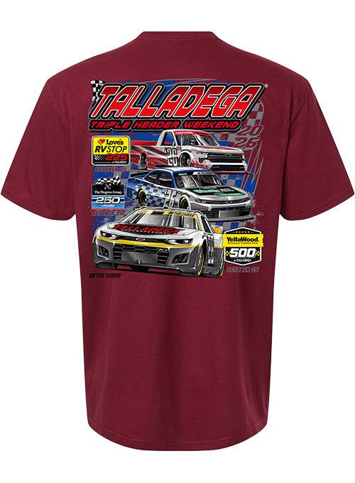 2026 Talladega Superspeedway Triple Header Weekend T-Shirt in Red - Back View