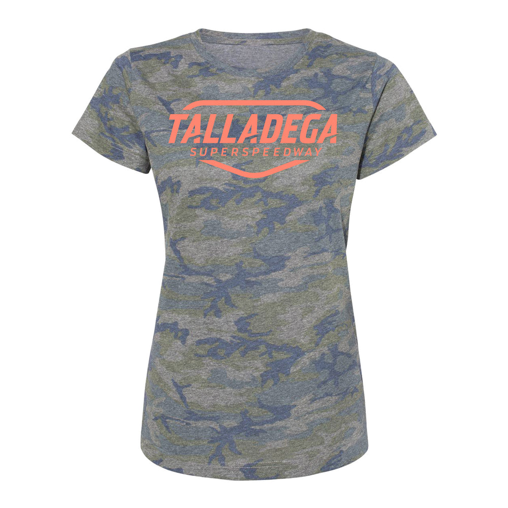 Ladies Talladega Superspeedway Camo T-Shirt - Front View
