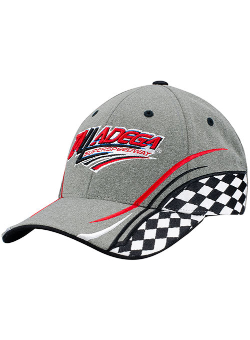 Talladega Checkered Jersey Performance Hat in Grey - Left Side View