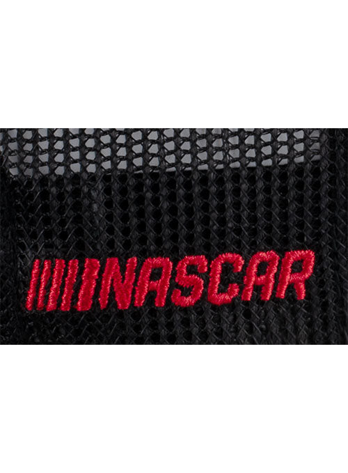 Talladega Superspeedway DEGA Striped Hat - Zoomed in NASCAR embroidered logo View