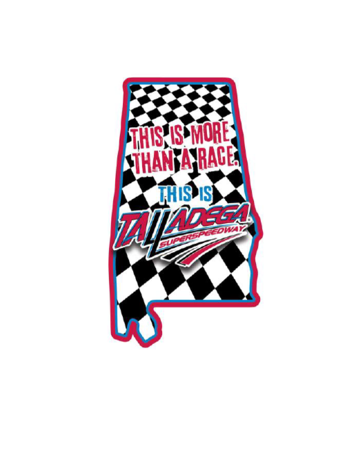 Talladega State Outline Checkered Foil Magnet - Front View