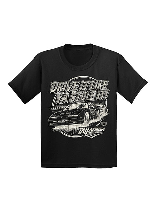Youth Talladega Stolen Pace Car T-Shirt in Black - Front View
