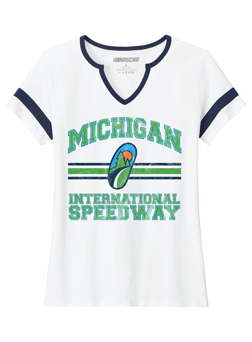 michigan gear Ladies Michigan Collegiate Stripe T-Shirt