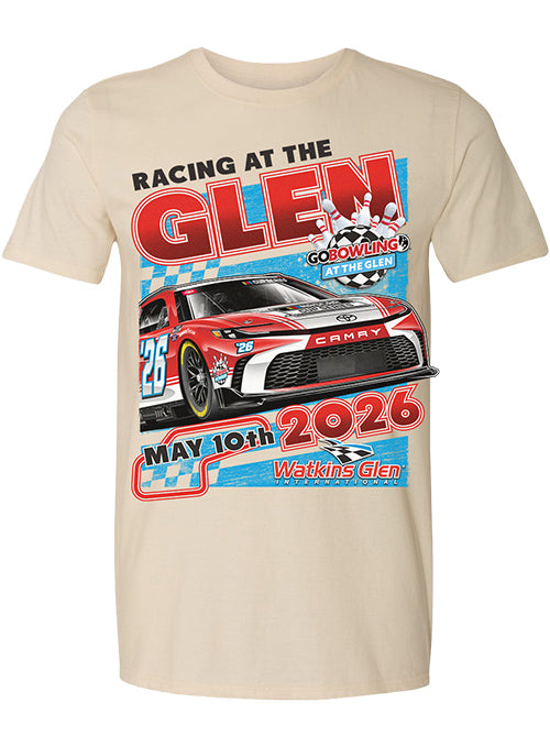 2026 Watkins Glen International Past Champions T-Shirt in Cream - Front view