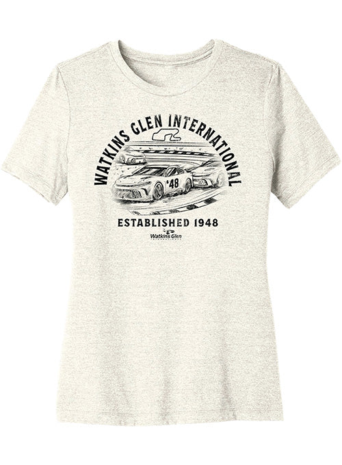 Ladies Watkins Glen International Circle Collegiate Tee in White - Front View