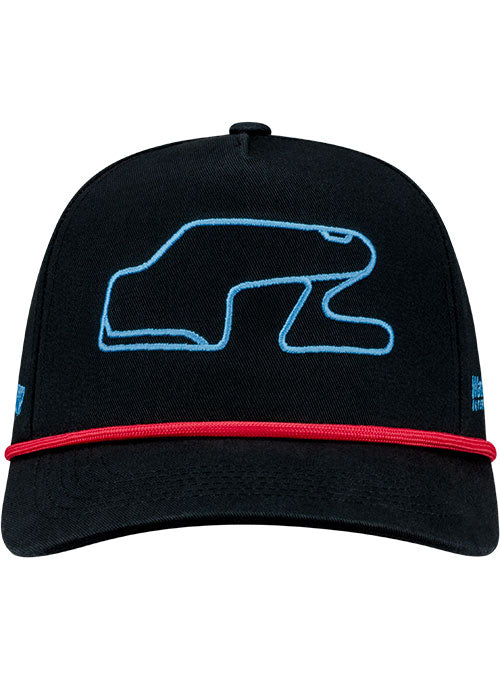 Watkins Glen International Track Outline Rope Hat in black - Front View