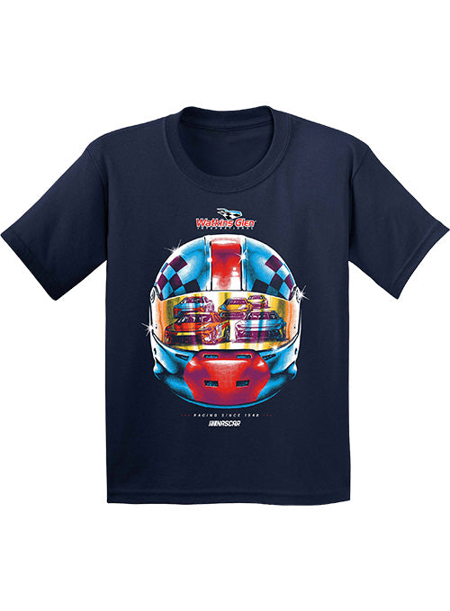 Youth Watkins Glen International Helmet T-Shirt in Blue - Front View