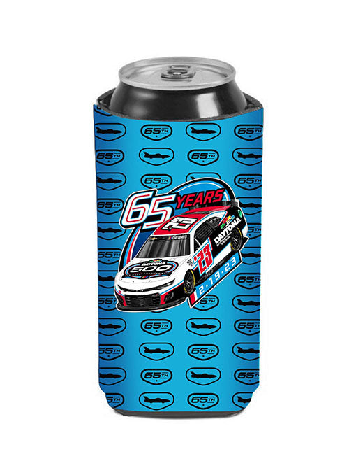 65th Anniversary Daytona 500 16 oz Can Cooler in Blue - Back Side View