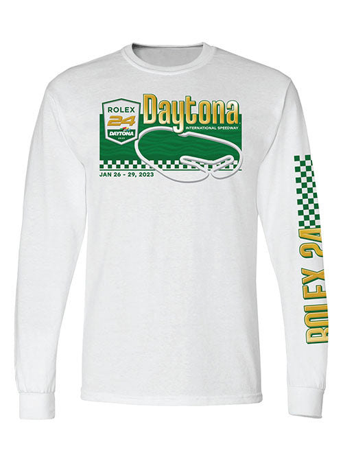 2023 Rolex 24 Hours at Daytona Long Sleeved T-Shirt in White - Front View