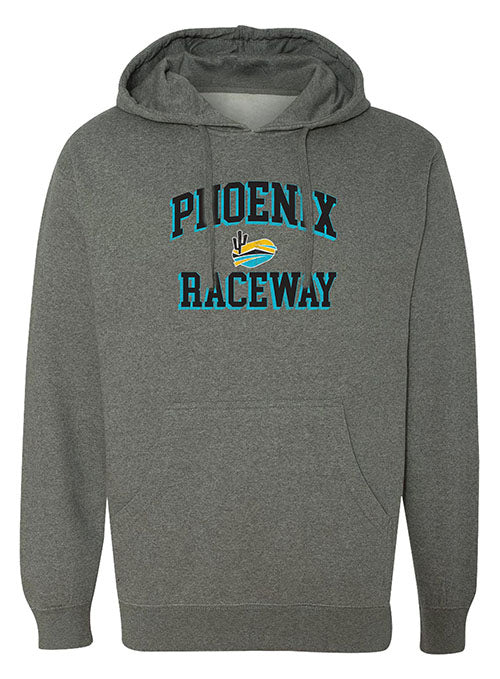 Phoenix Raceway Collegiate Hoodie in Gunmetal Heather Grey - Front View
