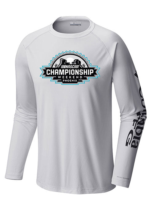 Phoenix NASCAR Championship Columbia PFG Terminal Tackle™  Long Sleeve T-shirt in White - Front View