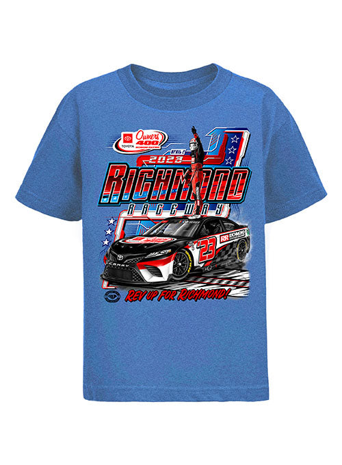 2023 Youth Toyota Owners 400 Event T-Shirt in Heather Royal Blue - Front View