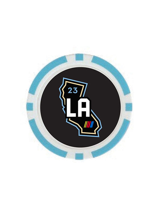 Clash at the Coliseum Poker Chip in Light Blue and Black - Back View