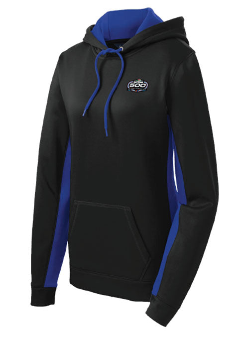 2023 Ladies Daytona 500 Sweatshirt in Black and Royal Blue - Front View