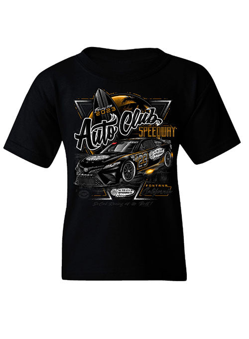 2023 Youth Auto Club Speedway Ghost Car T-Shirt in Black - Front View