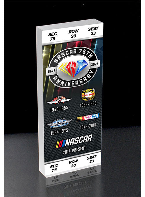 NASCAR 75TH Anniversary Blockart Ticket - Front View