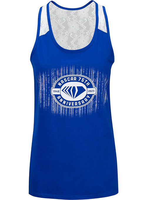 Ladies NASCAR 75th Anniversary Lace Tank Top - Front View
