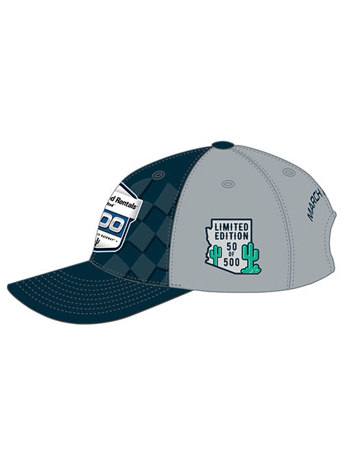 2023 United Rentals 500 Limited Edition Hat in Navy and Grey - Left Side View, Mockup