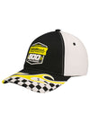 2022 YellaWood 500 Checkered Flames Hat in Black and White - Left Side View