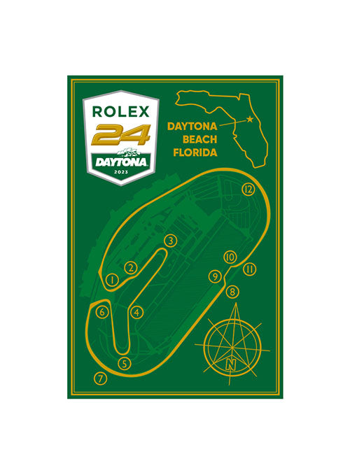 2023 Rolex 24 2x3 Blueprint Magnet in Green and Yellow - Front View