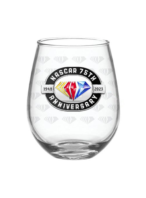 NASCAR 75th Anniversary Wine Glass in Clear - Side View
