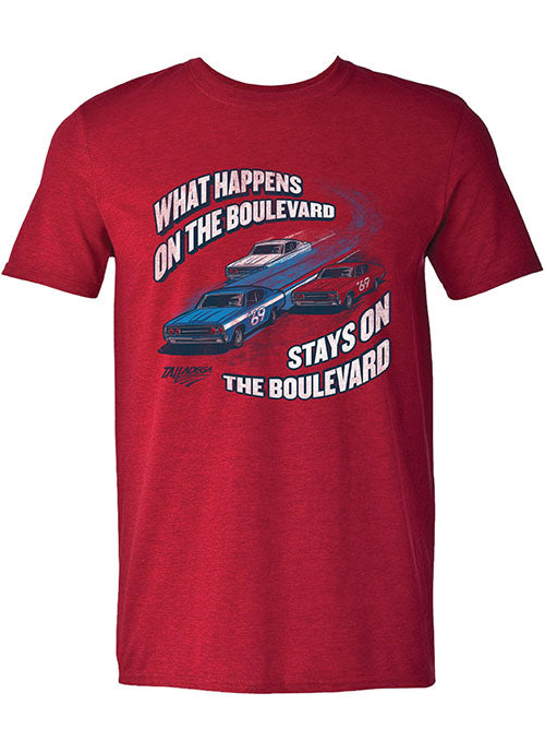 Talladega Retro Car T-Shirt in Red - Front View