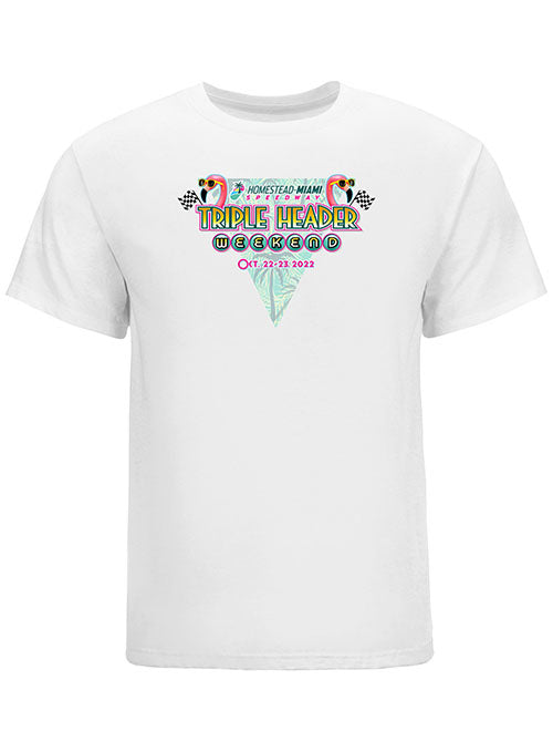 2022 Homestead-Miami Triple Header T-shirt in White - Front View
