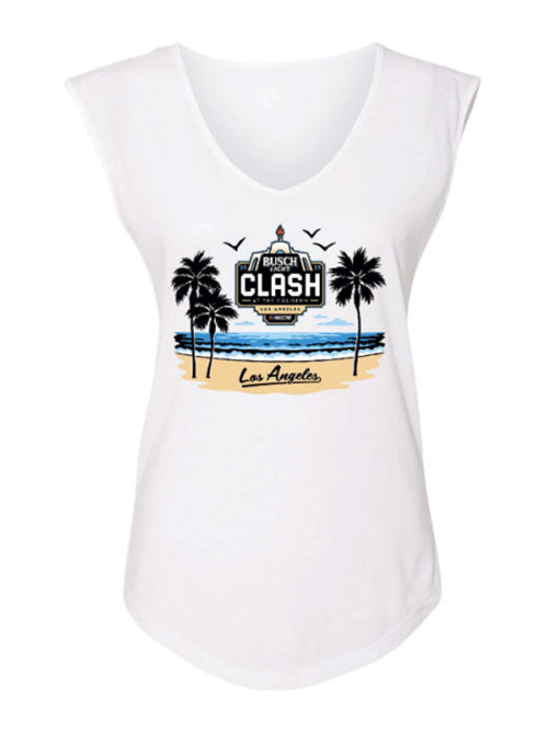 2023 Ladies Clash Sunset Tank in White - Front View