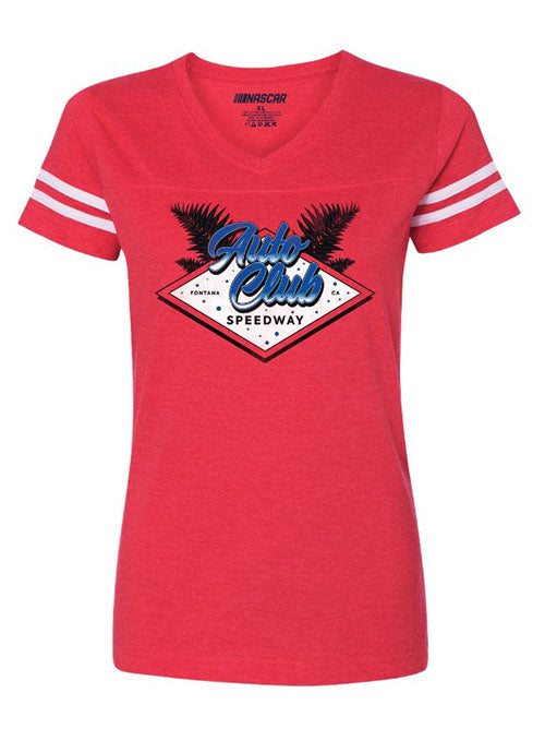 Ladies Auto Club Vintage T-Shirt in Red - Front View