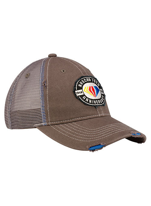 NASCAR 75th Anniversary Distressed Mesh Hat in Grey - Right Side View