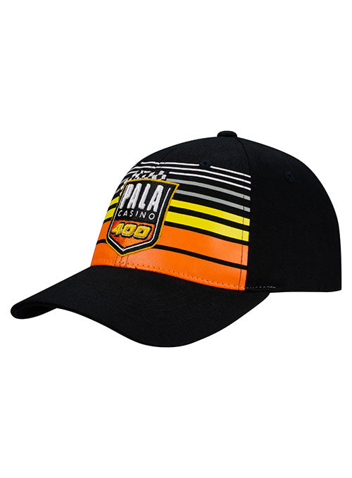 2023 Auto Club 400 Striped Hat in Black and Orange - Left Side View