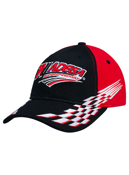 Youth Talladega Checkered Hat in Black and Red - Left Side View 