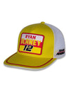 Ryan Blaney Name & Number Hat in Yellow, White and Red - Left Side View